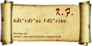 Kőrösi Füzike névjegykártya